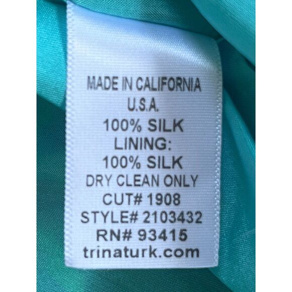 TRINA TURK Blue Floral 100% Silk Strapless Mini Dress Women's Size Small - Picture 4 of 8